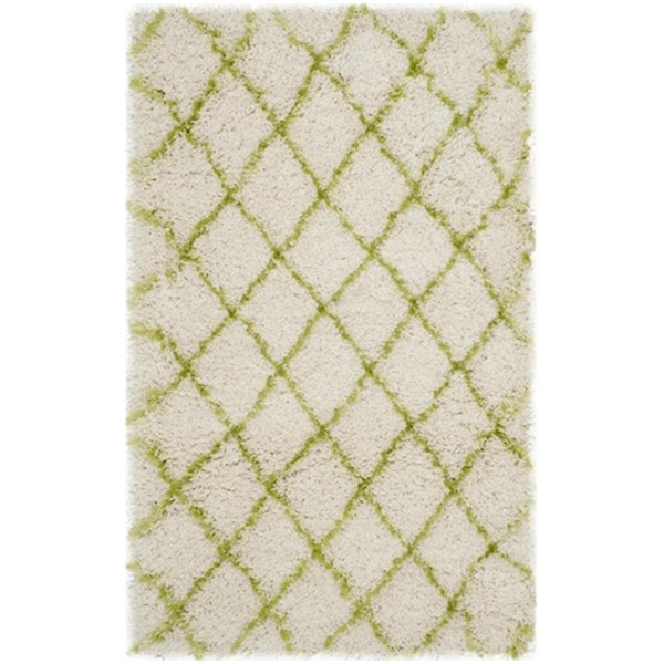 Safavieh Moroccan Shag Power Loomed Small Rectangle Rug, Ivory - Green, 4 x 6 ft. MSG343D-4 - main